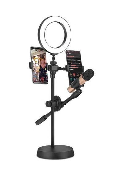 Fuchsia Dual Small Light Işıklı Telefon Tutucu 9Cm Ring Light