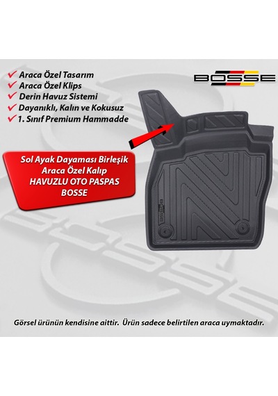 Seat Arona Paspas Araca Özel 2017 Sonrası BOSSE 3D Havuzlu Oto Paspas