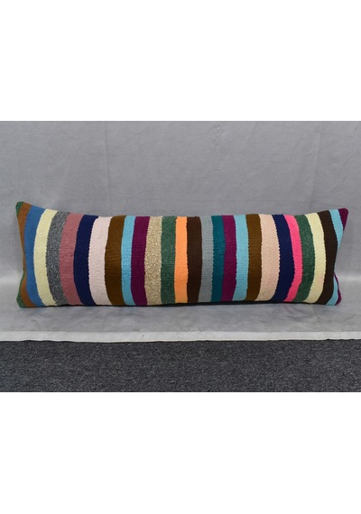 Zehra Abla Halı Yeni El Dokuma Dekoratif Lumbar Kilim Kırlent Yastık Kılıfı 6903 Çok Renkli