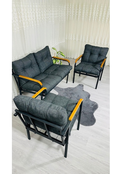 Madame Home Kalanşo Balkon, Bahçe,teras,cafe - Salon - Metal Kanepe Koltuk Takımı Çay Seti 2+1+1 Antrasit Madame Home Kalanşo Balkon, Bahçe,teras,cafe - Salon - Metal Kanepe Koltuk Takımı Çay Seti 2+1+1 Antrasit