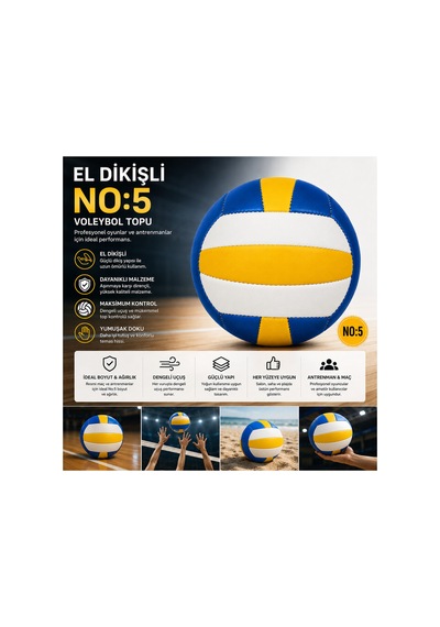 El Dikişli No:5 Profesyonel Voleybol Topu Çok Renkli - 889641377 Çok Renkli