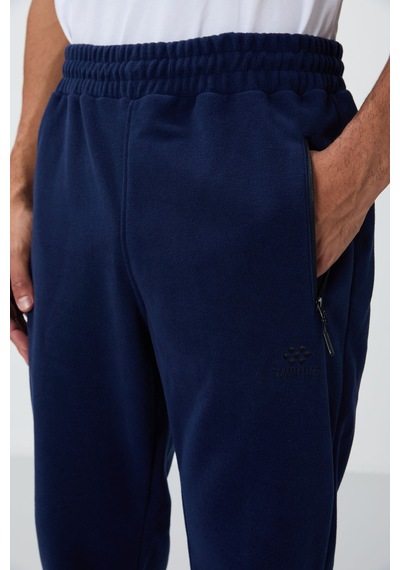 Tommy Life İndigo Dik Yaka Basic Fermuar Cepli Standart Kalıp Erkek Polar Eşofman Takımı - 85193 İndigo