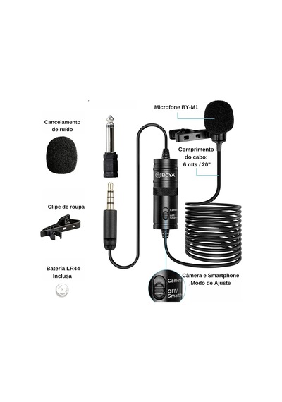 By-m1 Akıllı Telefon Ve Canon/nikon Kamera İçin 3,5 Mm Lavalier-mikrofon, Siyah, Kullanma Kılavuzu İngilizce Dil