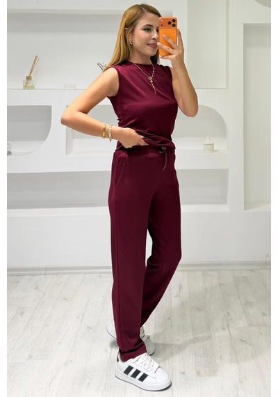 Fiolin Soft Touch Sıfır Kol Modal Takım bordo