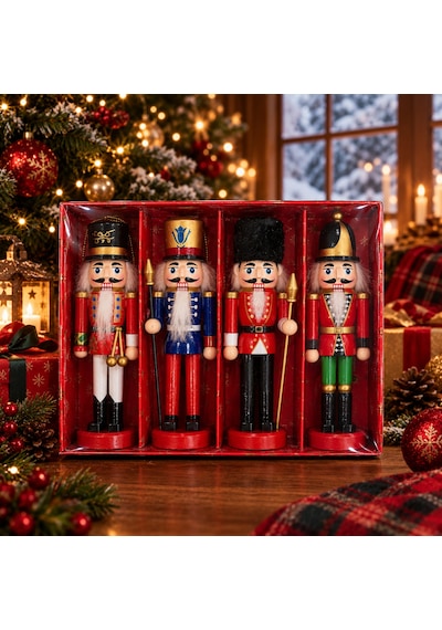 Kurşun Asker Ahşap Dekoratif Eşya 4 Lü Set-13cm
