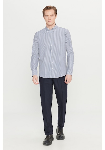 AC&Co / Altınyıldız Classics Erkek Beyaz Antrasıt Pamuklu Tailored Slim Fit Dar Kesim Düğmeli Klasik Yaka Çizgili Gömlek Beyaz Antrasıt AC&Co / Altınyıldız Classics Erkek Beyaz Antrasıt Pamuklu Tailored Slim Fit Dar Kesim Düğmeli Klasik Yaka Çizgili Gömlek Beyaz Antrasıt