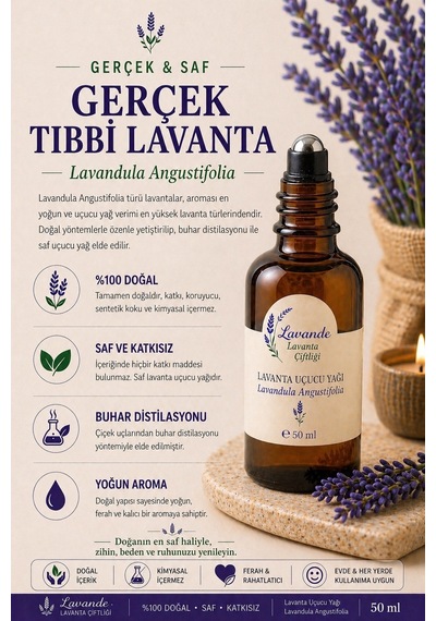 Lavande Lavanta Çiftliği Lavanta Yağı L.angustifolia RollOn 50 ML