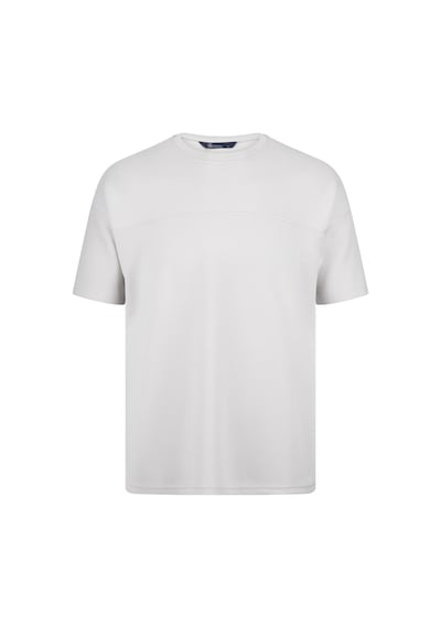 Hatemoğlu Gri Regular Fit Bisiklet Yaka Oversize Tişört Gri - Beyaz