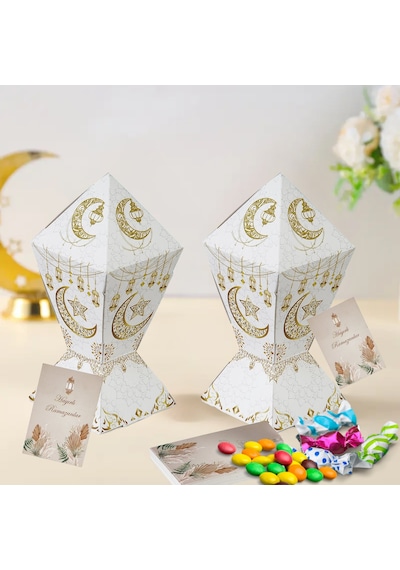 Hayırlı Ramazanlar Yazılı Hediye Ve Tebrik Kartı, Ambalaj Ve Paketleme Etiketi, 6x8 Cm, 25 Adet