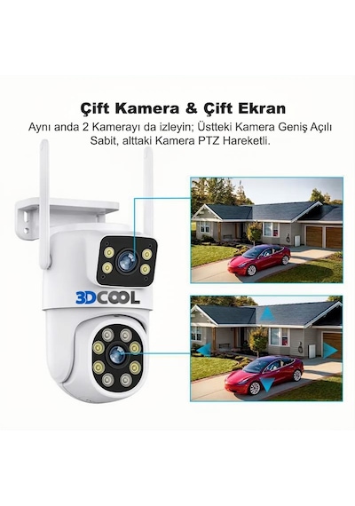 3dcool 3d-1200wf Hieasy 4mp 2 Kameralı Pt Hareketli Wi-fi Kablosuz Kamera