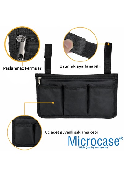 Microcase Kamp Sandalyesi Koltuk Sandalye Vb İçin Yan Cepli Organizer Al5553 Siyah
