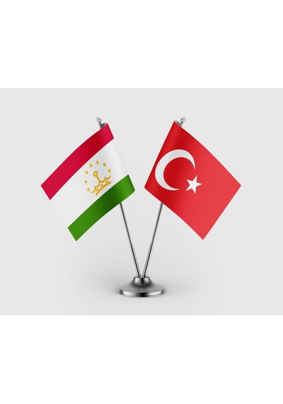 Tacikistan Ve Türk Bayrağı İkili Saten Masa Bayrağı Takımı Diğer