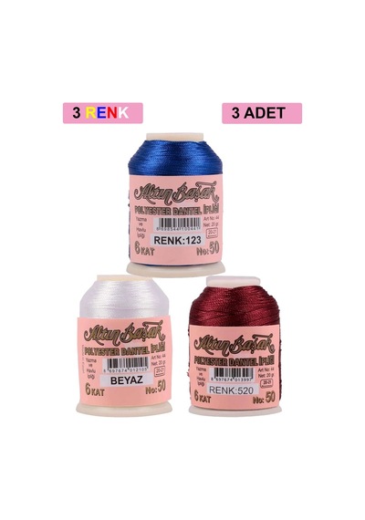 3 Adet Altınbaşak Oya Ve Dantel İpi 20 Gr - Royaleks - No: Beyaz - 520 - 123
