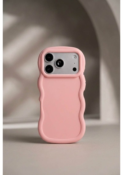 Apple iPhone 17 Pro Uyumlu Dalgalı Tasarım Kamera Korumalı Mat Silikon Kılıf-54176 Pembe
