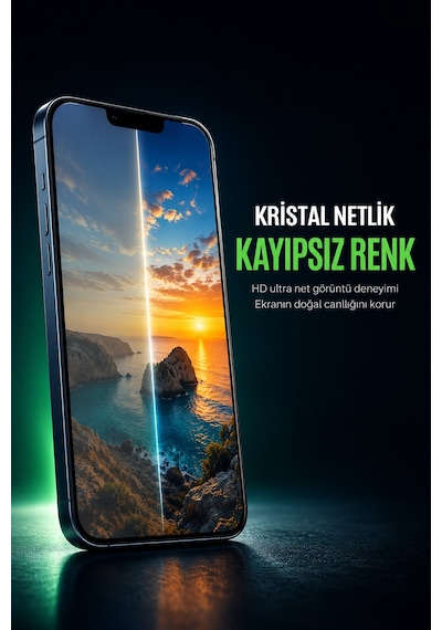 Temperli Cam Hayalet Ekran Koruyucu Tam Kaplayan Kolay Uygulama Aparatlı Seti Kiti Kırılmaz - 13 / 13 Pro / 14 / 16e / 17e