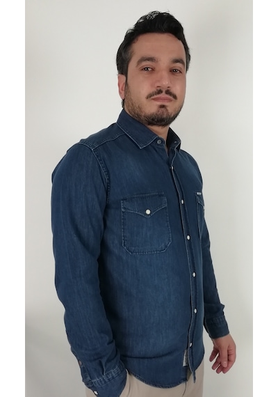Tousus Slim Fit Kot Erkek Gömlek Slm-2010-tss Lacivert