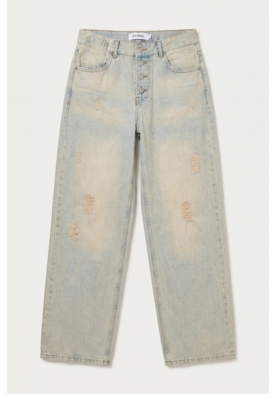 Kadın Kot Rengi 12s6-65 Loose Baggy Fit Denim Jean