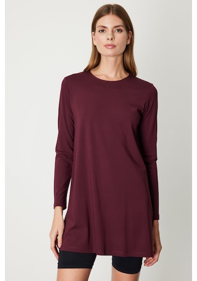 On Kadın Uzun Kollu Basic Tunik 61421 Bordo Bordo