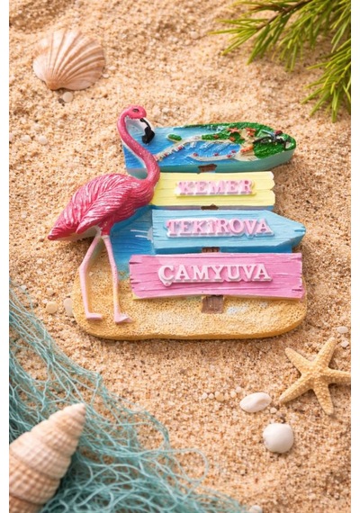 Flamingo Buzdolabı Magneti 8x8 Cm Dekoratif Turistik Hatıra Kemer Tekirova Çamyuva