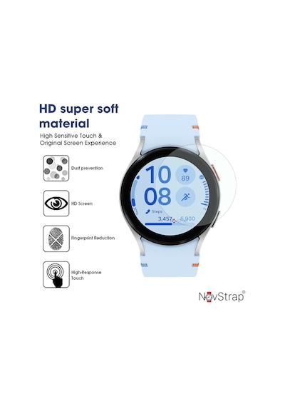 Novstrap Samsung Galaxy Watch 7 Fe 40mm İle Uyumlu Ekran Koruyucu Temperli Cam Uygulama Aparatlı
