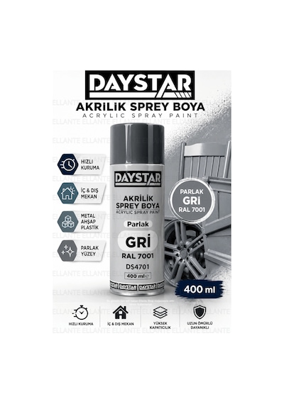 Parlak Gri Akrilik Sprey Boya Ral 7001 400 Ml Hızlı Kuruyan Yüksek Kapatıcılı Metal Ahşap Plastik Bo Çok Renkli Parlak Gri Akrilik Sprey Boya Ral 7001 400 Ml Hızlı Kuruyan Yüksek Kapatıcılı Metal Ahşap Plastik Bo Çok Renkli