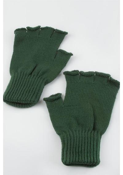 Unisex Ucu Kesik Yün Eldiven 305712 Koyu Yeşil