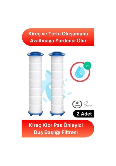 Filtre 2 Adet Duş Başlığı Filtresi Kireç Klor Pas Önleyici Yedek Filtre Seti Pamuk Su Arıtma Kartuş Standart