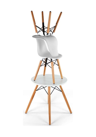 Seduna Eames Child Sandalye 2 Adet | Natural Ahşap Ayaklı-Beyaz