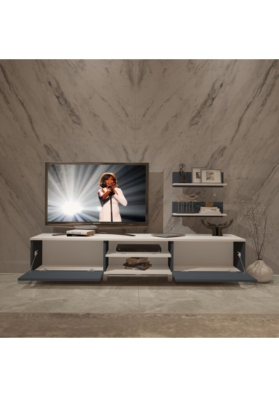 Decoraktiv Eko 4 Mdf Dvd Retro Tv Ünitesi Tv Sehpası Beyaz - Antrasit