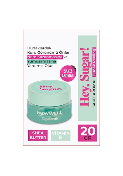 New Well Hey Sugar Sakız Aromalı Dudak Peeling 20 G
