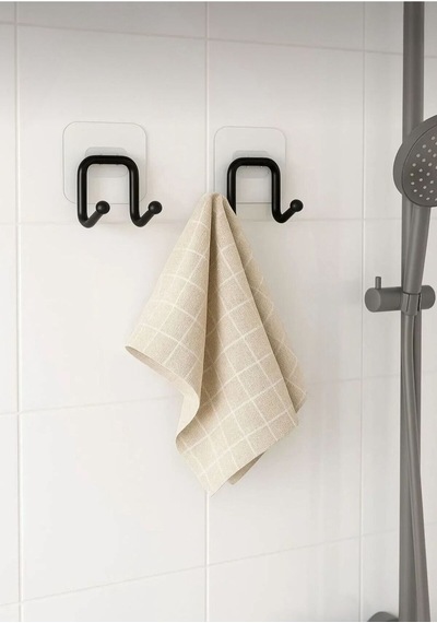 Yapışkanlı 2 Adet Çift Kancalı Banyo Mutfak Askısı Metal Askılık Duvar Askı Organizer Siyah Diğer