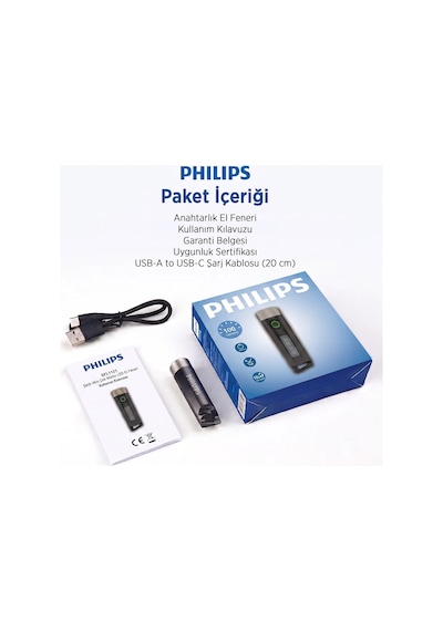 Philips Sfl1121 100 Lümen 10 Modlu Çok Amaçlı Uv Işıklı Ve Acil Durum Mini Anahtarlık Kamp El Feneri Siyah
