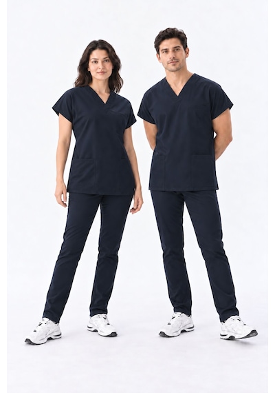Classic - Lacivert Likralı Üniforma Takım Scrubs 122 Lacivert