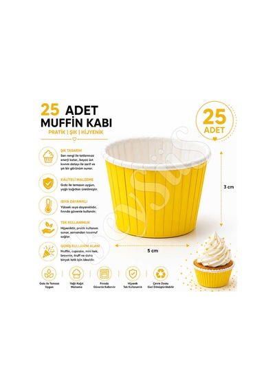 Muffin Kalıbı 25li Sarı