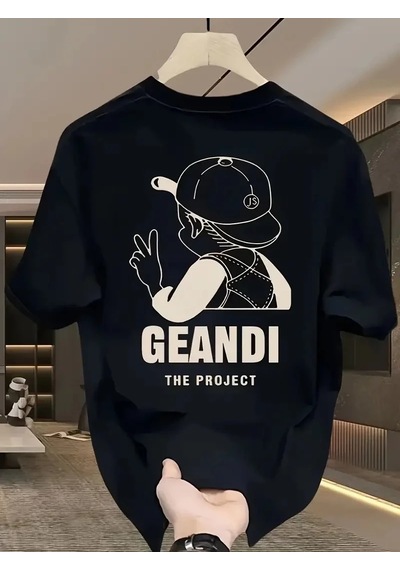 Kadın T-shirt "gandhı The Project" Baskılı Kısa Kollu Tişört - Siyah