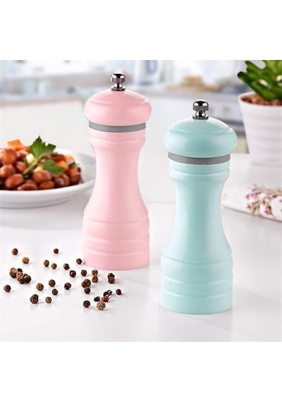 Tuz Karabiber Baharat Değirmeni Seramik Uç Tuzluk Baharatlık 18Cm Çok Renkli