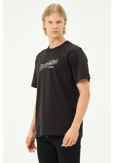Rich Erkek Nakış Baskılı Spor Oversize Tişört Tshirt. SIYAH