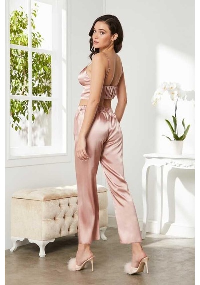 Pierre Cardin Brandy Saten 3'lü Pijama Takım 2075 Bordo 001
