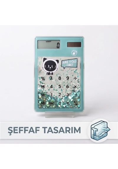 Lb Şeffaf Hesap Makinesi - Sevimli Simli Tasarım Çok Renkli