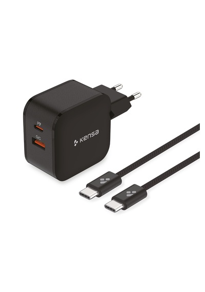 50w Çift Portlu Usb-c Girişli Akıllı Hızlı Şarj Adaptör Kablo Seti - Pd Ve Qc Destekli