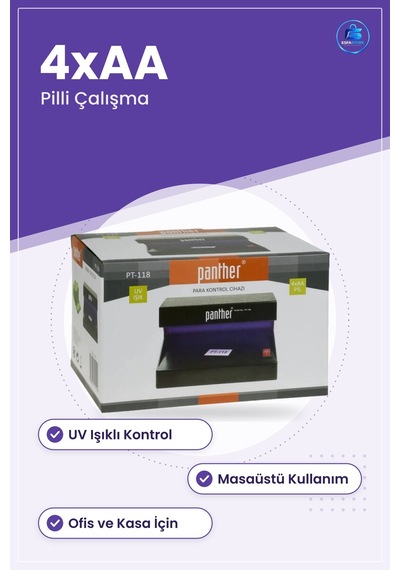 Banknot Kontrol Cihazı Uv Işıklı Banknot Dedektörü Masaüstü 4xaa