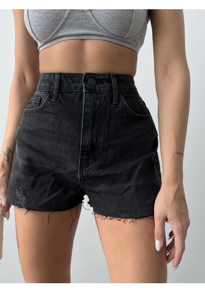 HerTon Yüksek Bel Kot Şort Denim