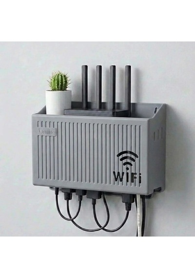 Duvar Tipi Wi-fi Modem Saklama Kutusu Gri Kablo Düzenleyici Router Raf Organizer Renkli