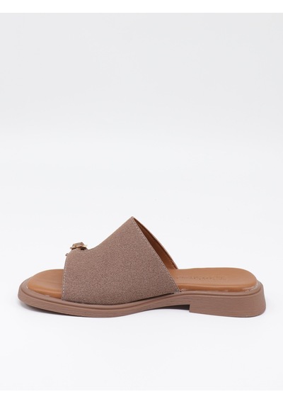 Nesilshoes Nesil Shoes Dvm 210 Vizon Süet Tokalı Kadın Terlik
