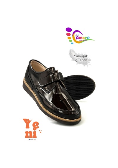Sermoda Lil Amore Cırt Cırtlı Erkek Çocuk Ayakkabısı Okul & Sünnet Düğünü İçin Klasik Model Rugan Siyah Sermoda Lil Amore Cırt Cırtlı Erkek Çocuk Ayakkabısı Okul & Sünnet Düğünü İçin Klasik Model Rugan Siyah