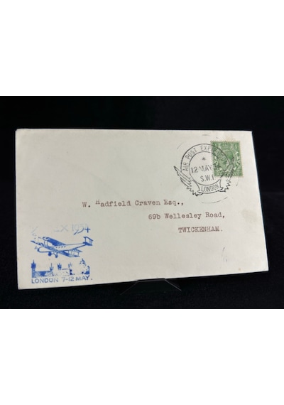 Uçak Postası Air Mail 12 May 1934 Yılı Air Post Exhibition London Özel Gün Damgalı Zarf