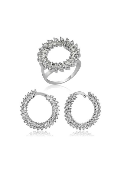 Gümüş Trapez Taşlı Kadın Set (551180128)