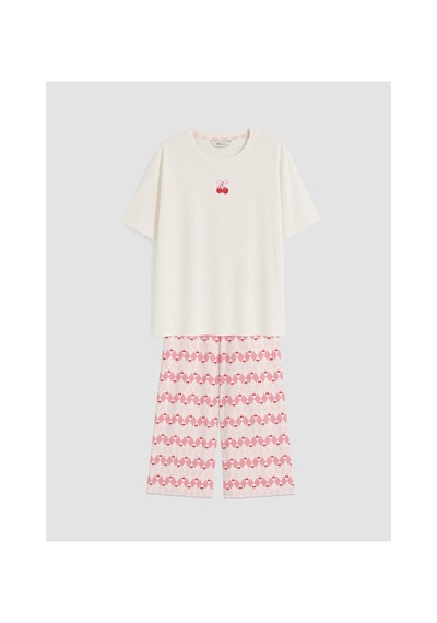 Lcw Young Pembe Baskılı Kadın Kaprili Pijama Takımı