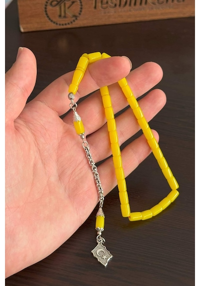 Tesbihkenti Günlük Kullanım Boy Limon Sarı Uçak Camı Tesbih