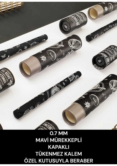0.7 Mm Mavi Mürekkepli Kapaklı Tükenmez Kalem Özel Kutusuyla Beraber Kahve-2